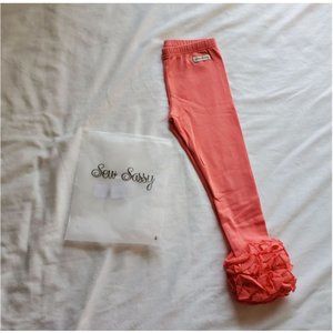 Sew Sassy girls size 4 pink icing ruffles leggings boutique coral